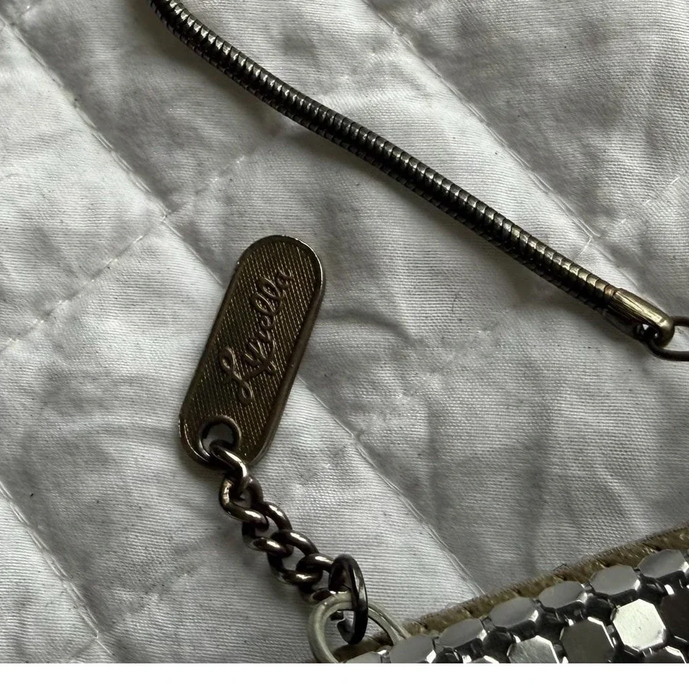 Lyrella‎ Vintage Silver Chainmail Mesh Evening Bag Crossbody Snake Chain Strap